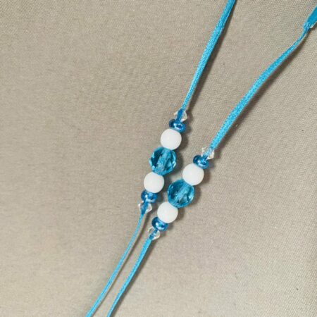 Cordon à Lunettes en Tissu Perles Motifs Coloris Bleu - Fabrication Française